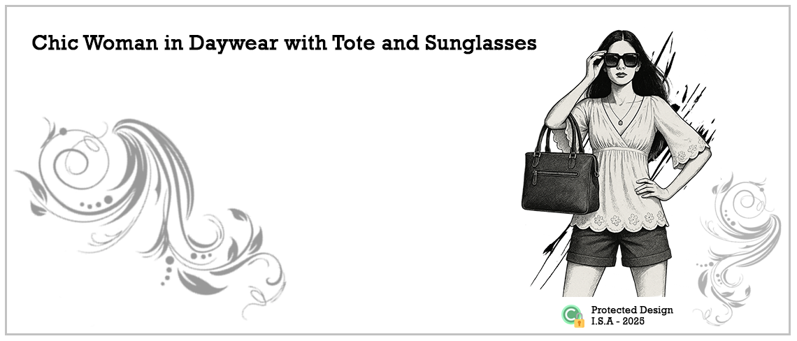 Chic Woman in Daywear with Tote and Sunglasses